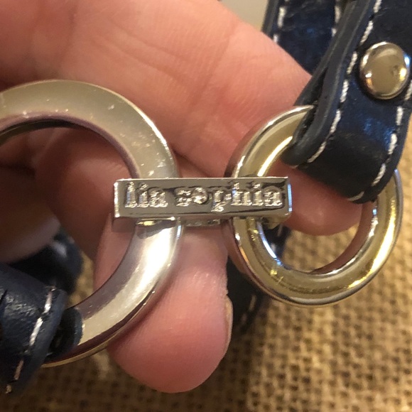 New Lia Sophia Bracelet Wrap Star Navy Blue leather double wrap w/ silver clasp - Picture 7 of 9